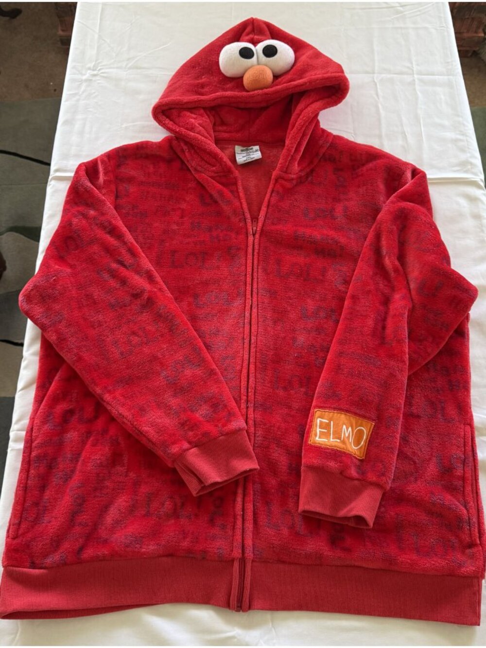 Sesame Street Elmo Red Zip Hoodie XXL SeaWorld Busch Gardens Plush